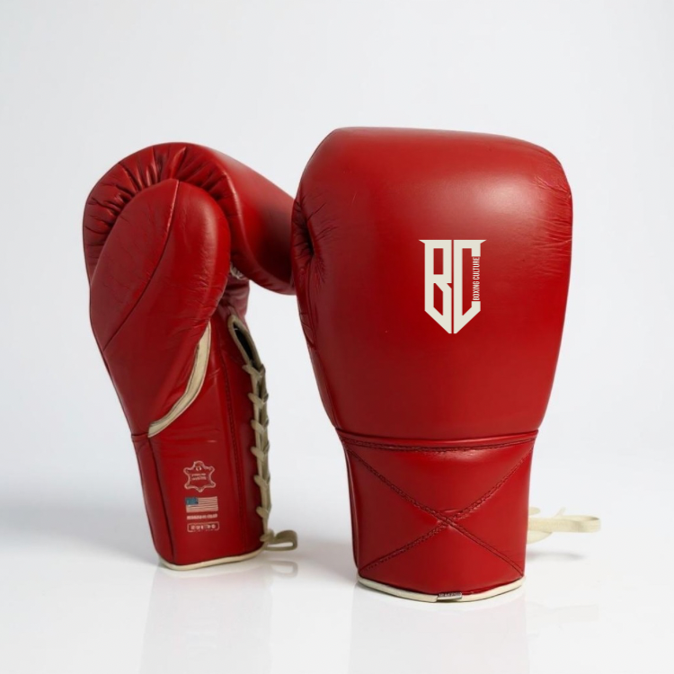 Gants De Boxe Sparring En Cuir De Vache - Personnalisables (blanc/rouge) - Poids 6-22 Oz